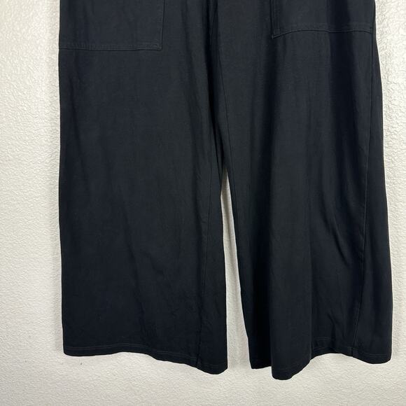 Eileen Fisher Pants Women XS Black Pull On Wide Leg Cropped Organic Cotton Knit - Picture 4 of 10